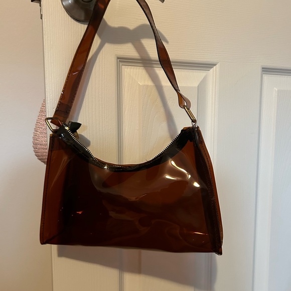 Brown vinyl shoulder bag - Picture 3 of 3